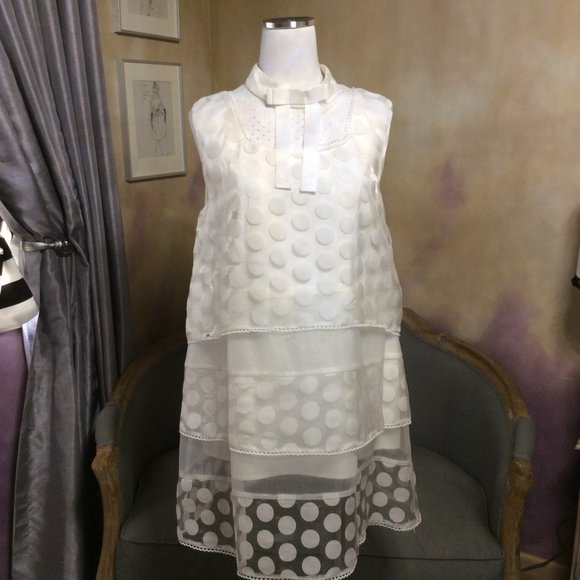 Polka dot chiffon sleeveless babydoll by Avantlook, size L - Picture 1 of 13